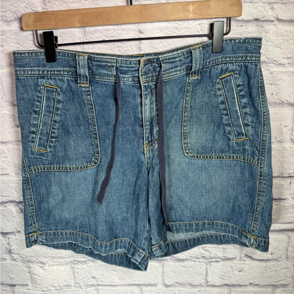 Vintage Old Navy Shorts Womens 6 Drawstring Light Wash Denim Jean Festival